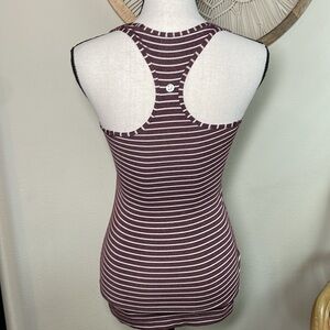 Lululemon Cool Racerback tank, West2east Stripe Heathered Bordeaux Drama size 4